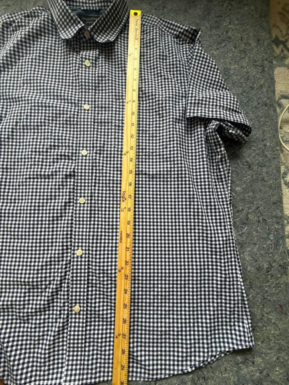 Banana Republic Men’s XL Gingham Check Short Sleeve Shirt 100% Cotton